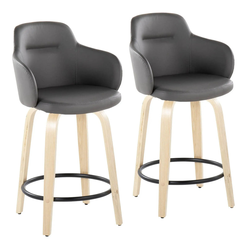 Boyne - Contemporary Fixed Height Counter Stool With Swivel (Set of 2) Round Footrest by HouseOfZazla