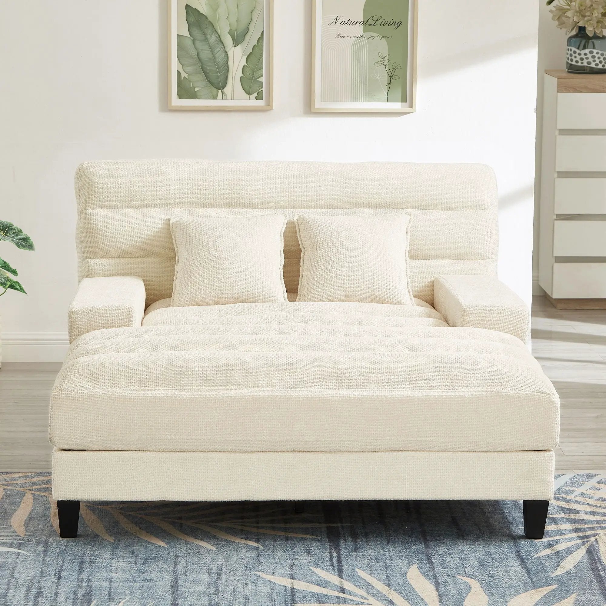 Chaise Bed Lounge Sofa Chair With Adjustable Backrest And LED Light Strip by Unique Piece Furniture