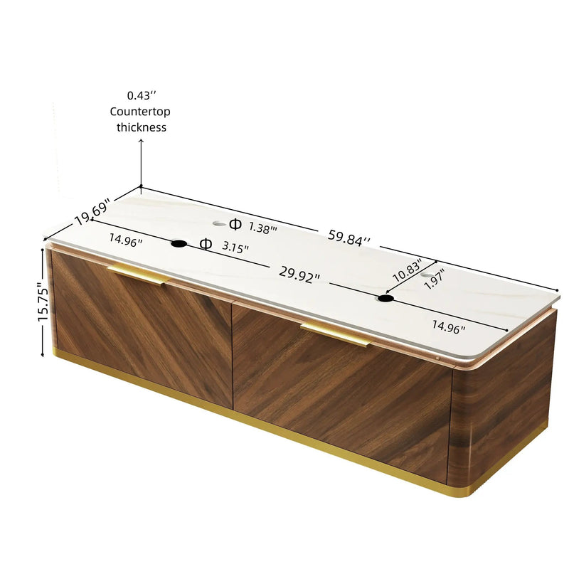 DIPA 60" Wall-Mounted Carrara Bathroom Vanity by HouseOfZazla