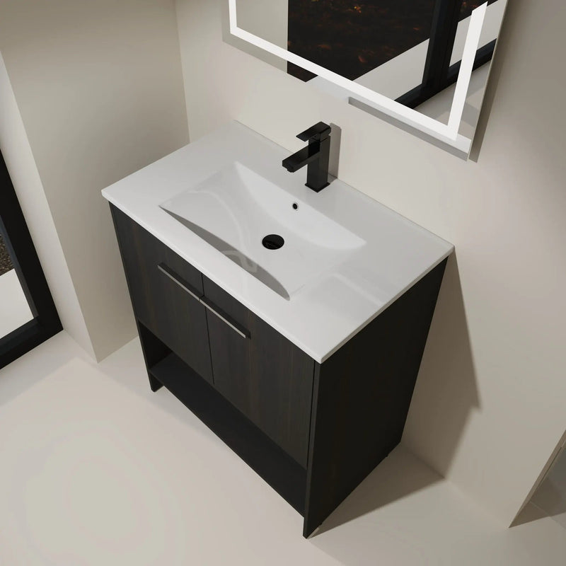 Modern Bathroom Vanity With Ceramic Sink, Freestanding Cabinet, Soft Closing Doors by Unique Piece Furniture