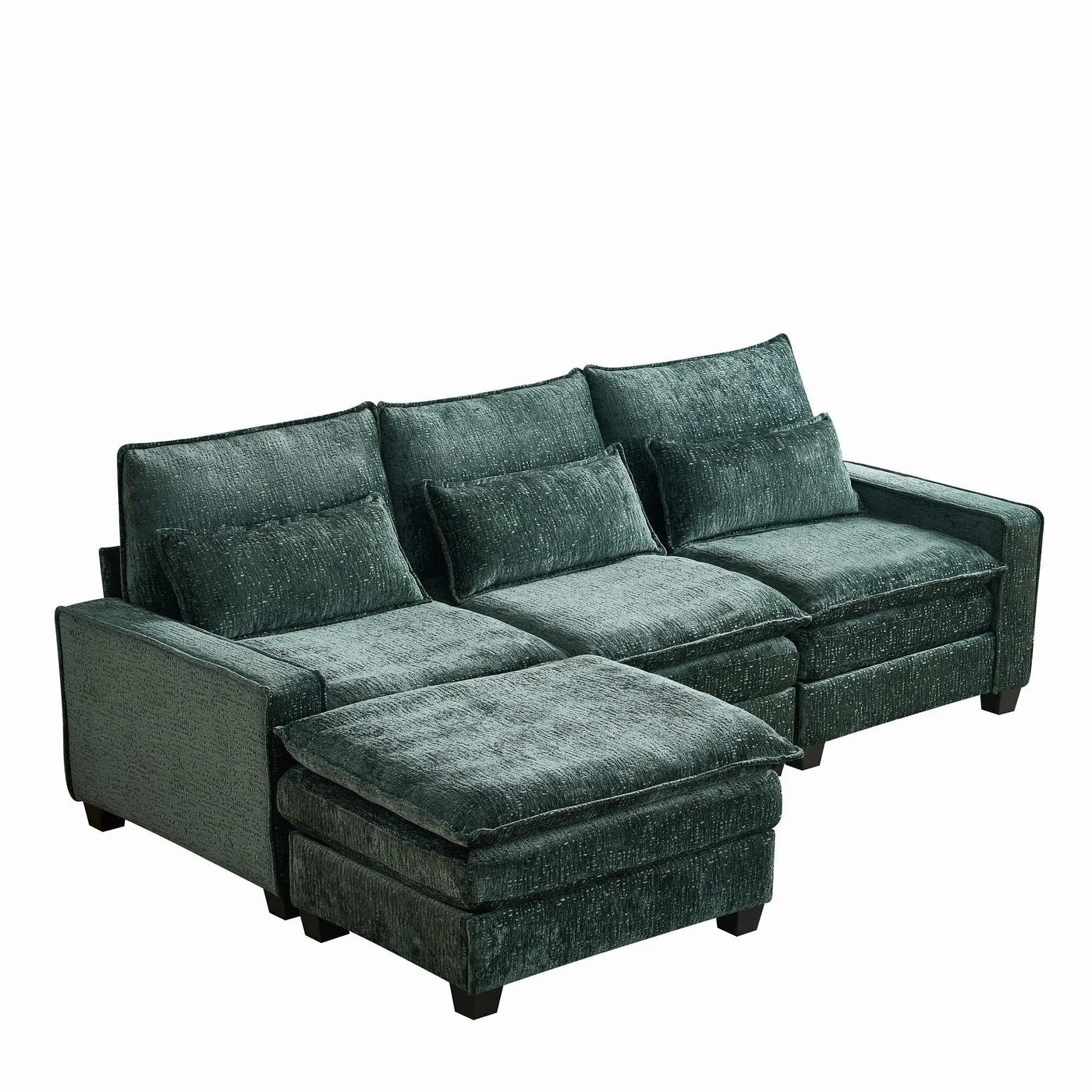 Modern Comfy L Shaped Sectional Sofa With Movable Ottoman by HouseOfZazla