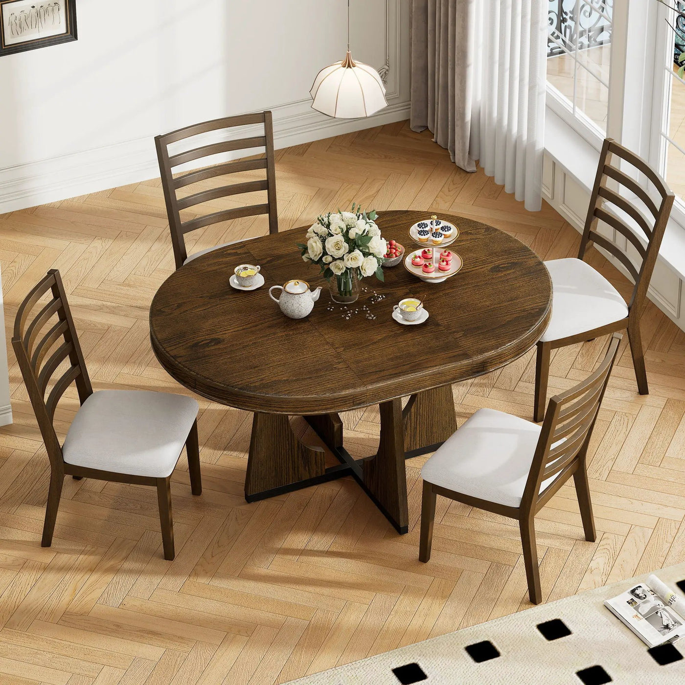 Round Dining Table Set For 4 With Chairs by Unique Piece Furniture