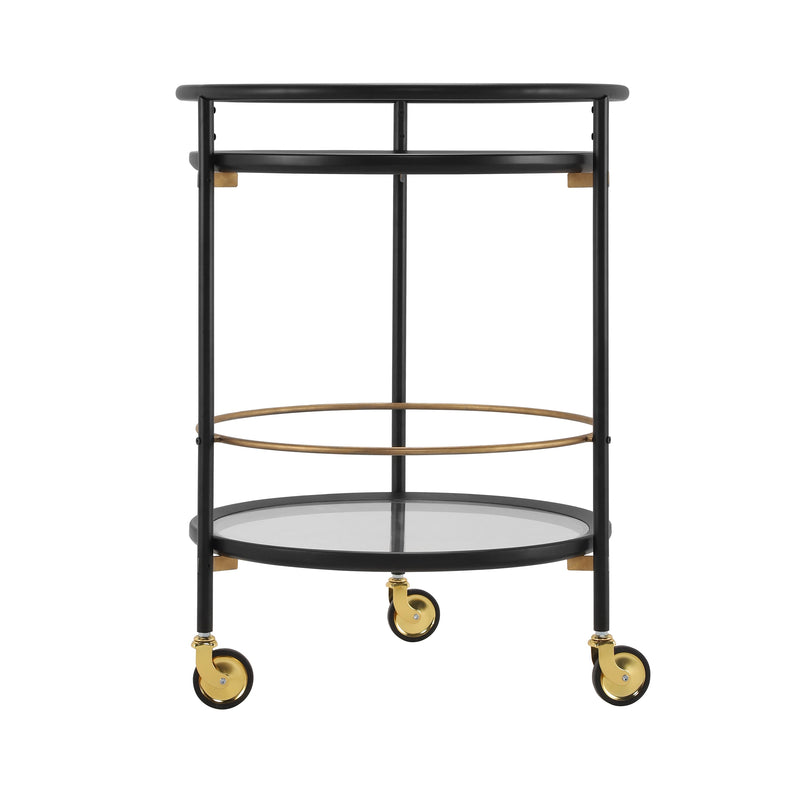 Modern Round Bar Cart with Tempered Glass Shelves by HouseOfZazla