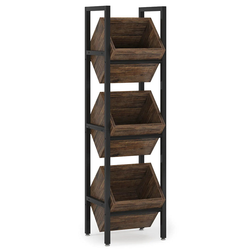 3 Tier Basket Stand With Angled Baskets, Vertical Storage Tower For Kitchen - Black by HouseOfZazla