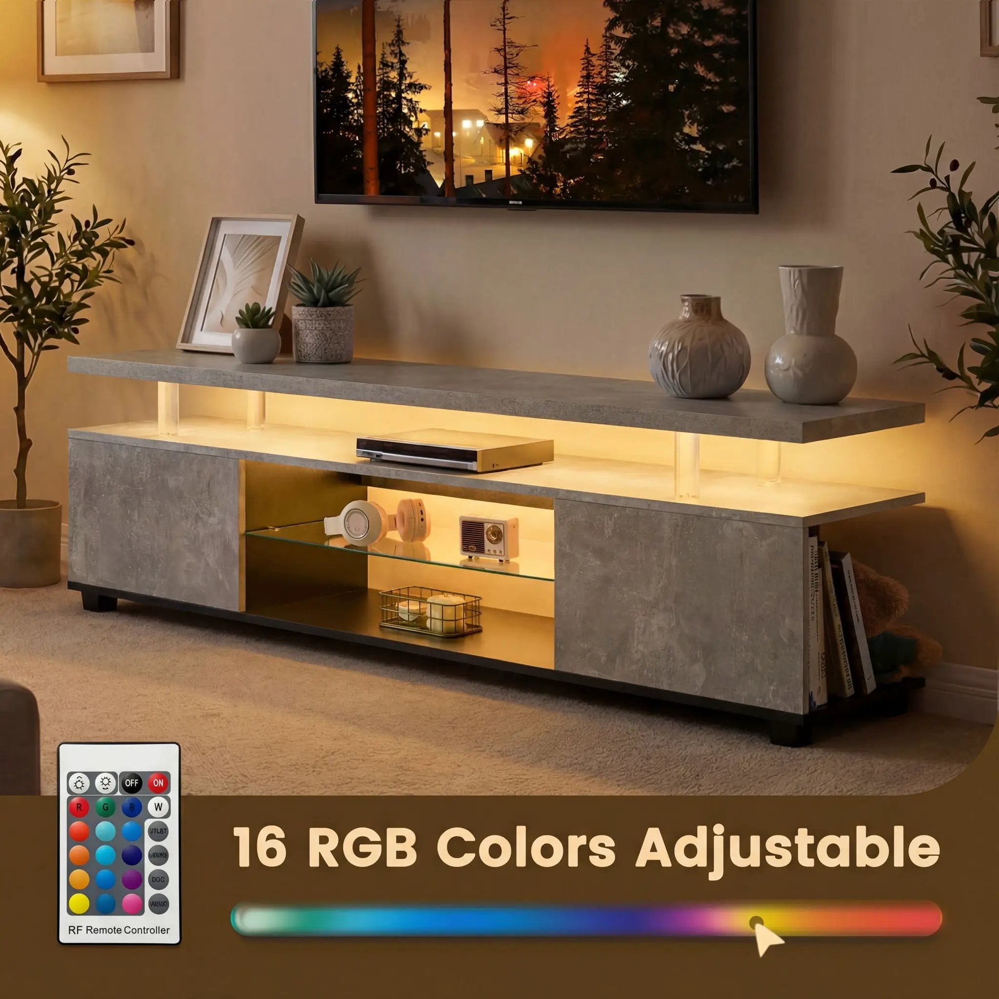 TV Stant With LED And Large Side Cabinet by HouseOfZazla