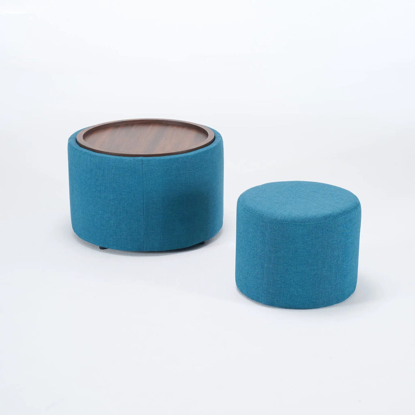 Nesting Ottomans, Round Coffee Table & Bench With Tray (Set of 2) by HouseOfZazla