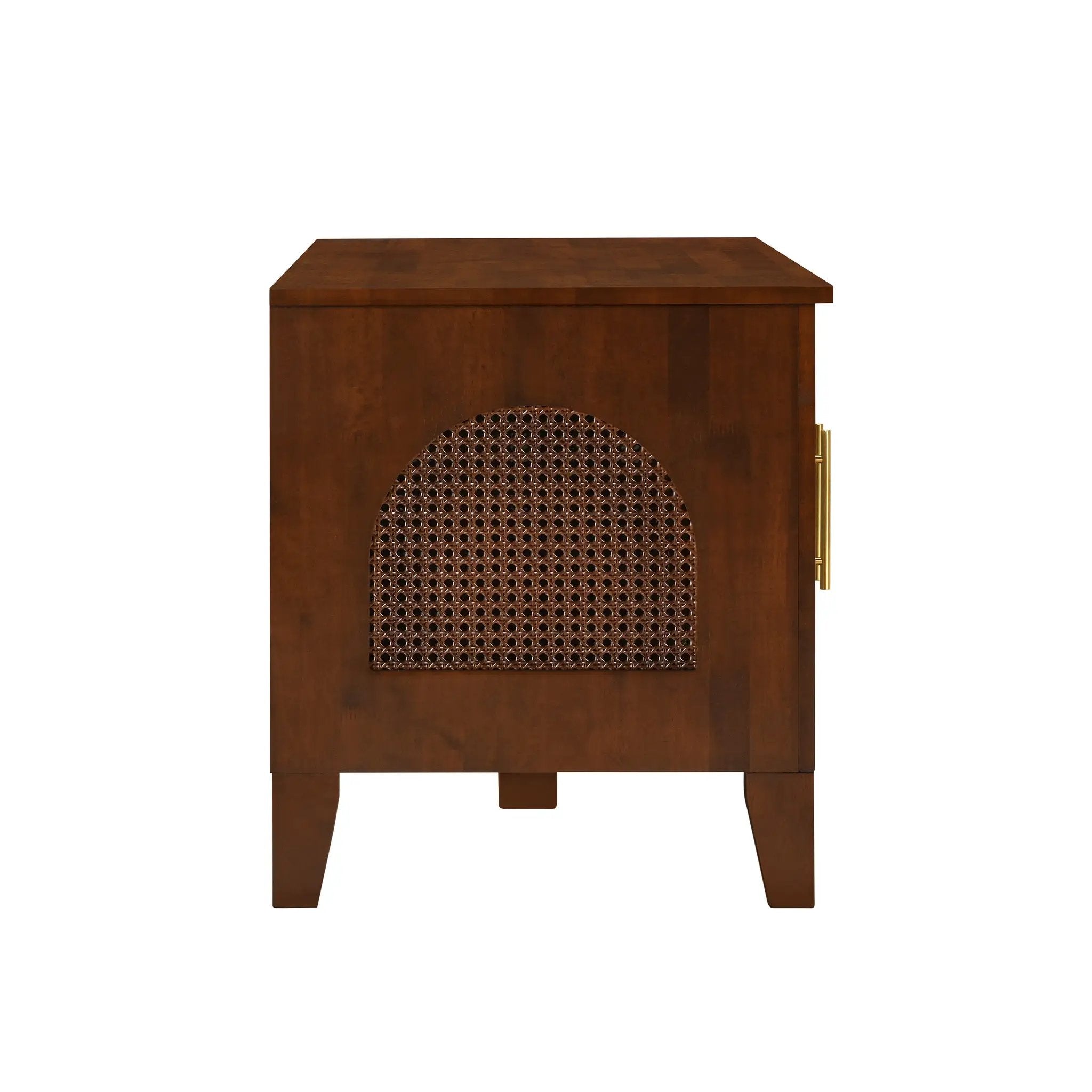 Lars Indoor Rattan Decorated Rubber Wood Dog Crate Cabinet Furniture by HouseOfZazla
