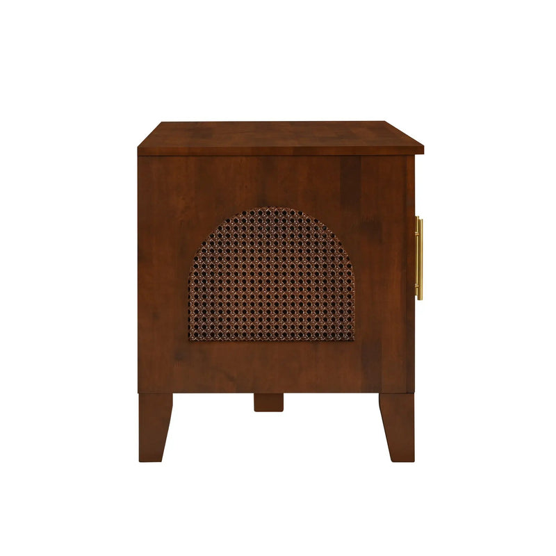 Lars Indoor Rattan Decorated Rubber Wood Dog Crate Cabinet Furniture by HouseOfZazla
