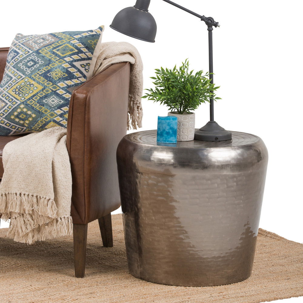 Troy - Metal Accent Table - Antique Silver by HouseOfZazla