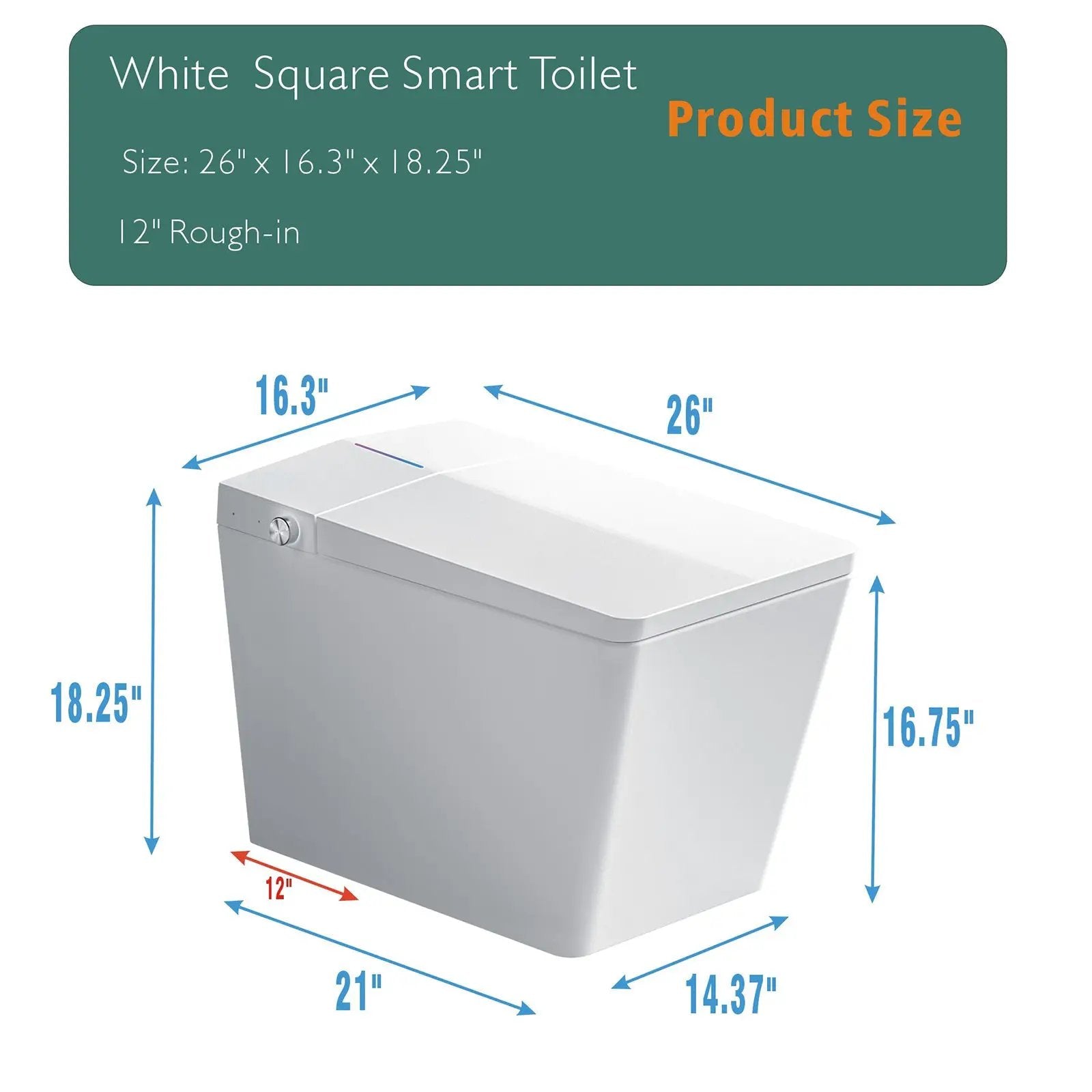 Square Smart Toilet with Built-in Tank for Modern Bathroom by HouseOfZazla
