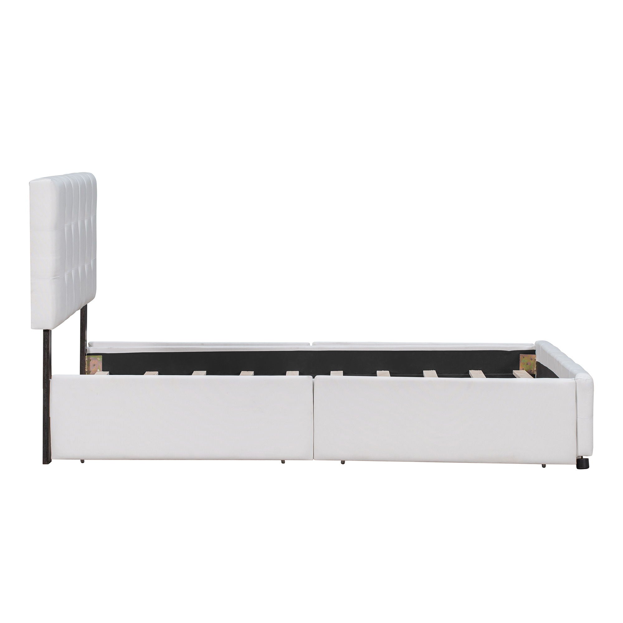 Upholstered Platform Bed With Classic Headboard And Drawers, No Box Spring Needed by HouseOfZazla