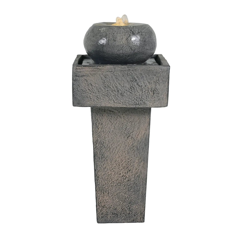 Minimalist Column Fountain With LED Lighting, Outdoor Decor For Patio, Porch And Garden - Gray by HouseOfZazla