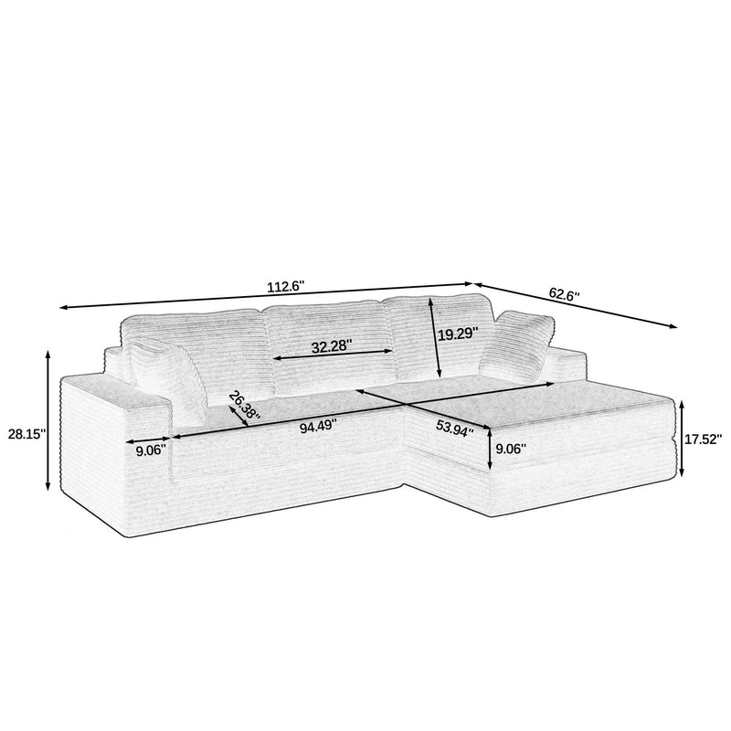 Modern Minimalist L Shape Modular Sectional Sofa, Couch by HouseOfZazla