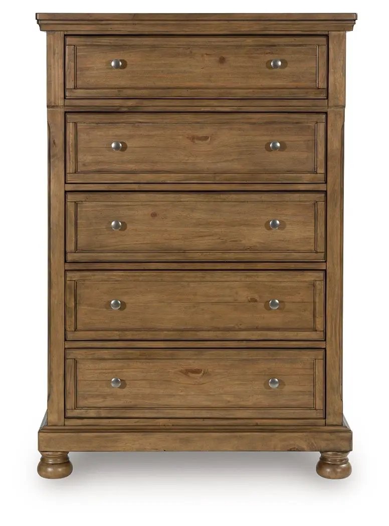 Feddinger - Five Drawer Chest - Medium Brown by Unique Piece Furniture