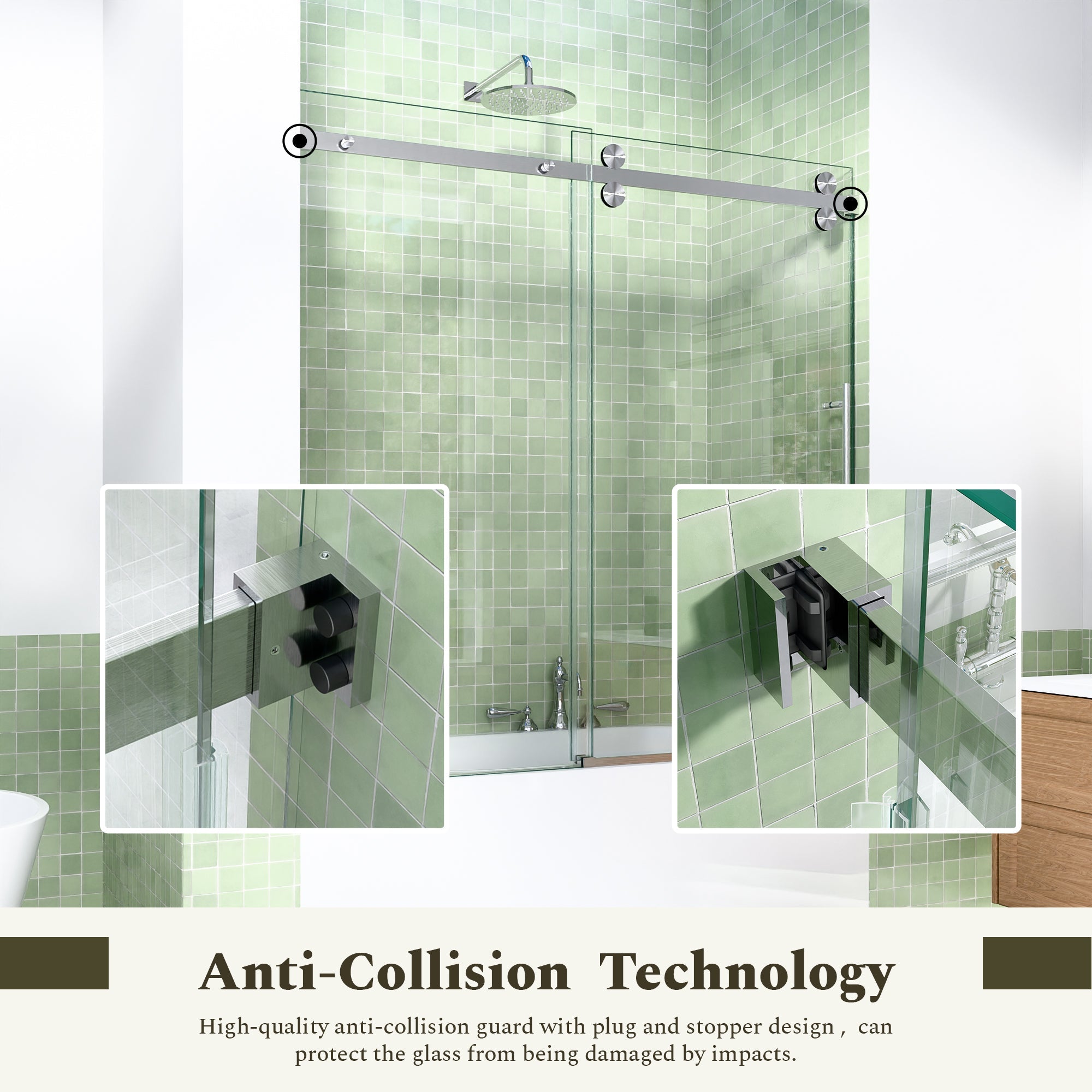 56-60"W x 60"H Frameless Sliding Tub Shower Door Enclosure by HouseOfZazla