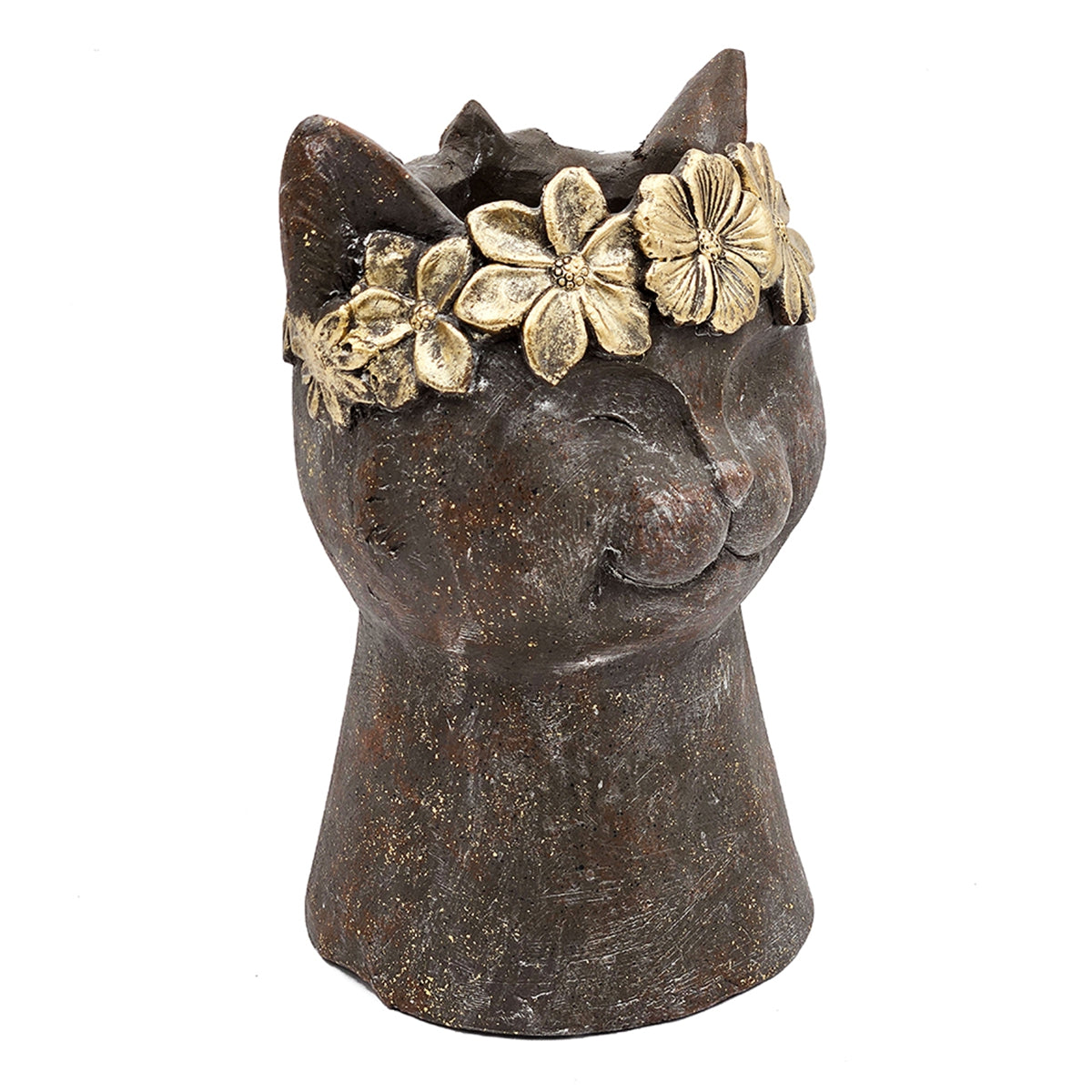 8.5x7.7x12.4" Magnesium Cat Statue Planter with Textured Finish by HouseOfZazla