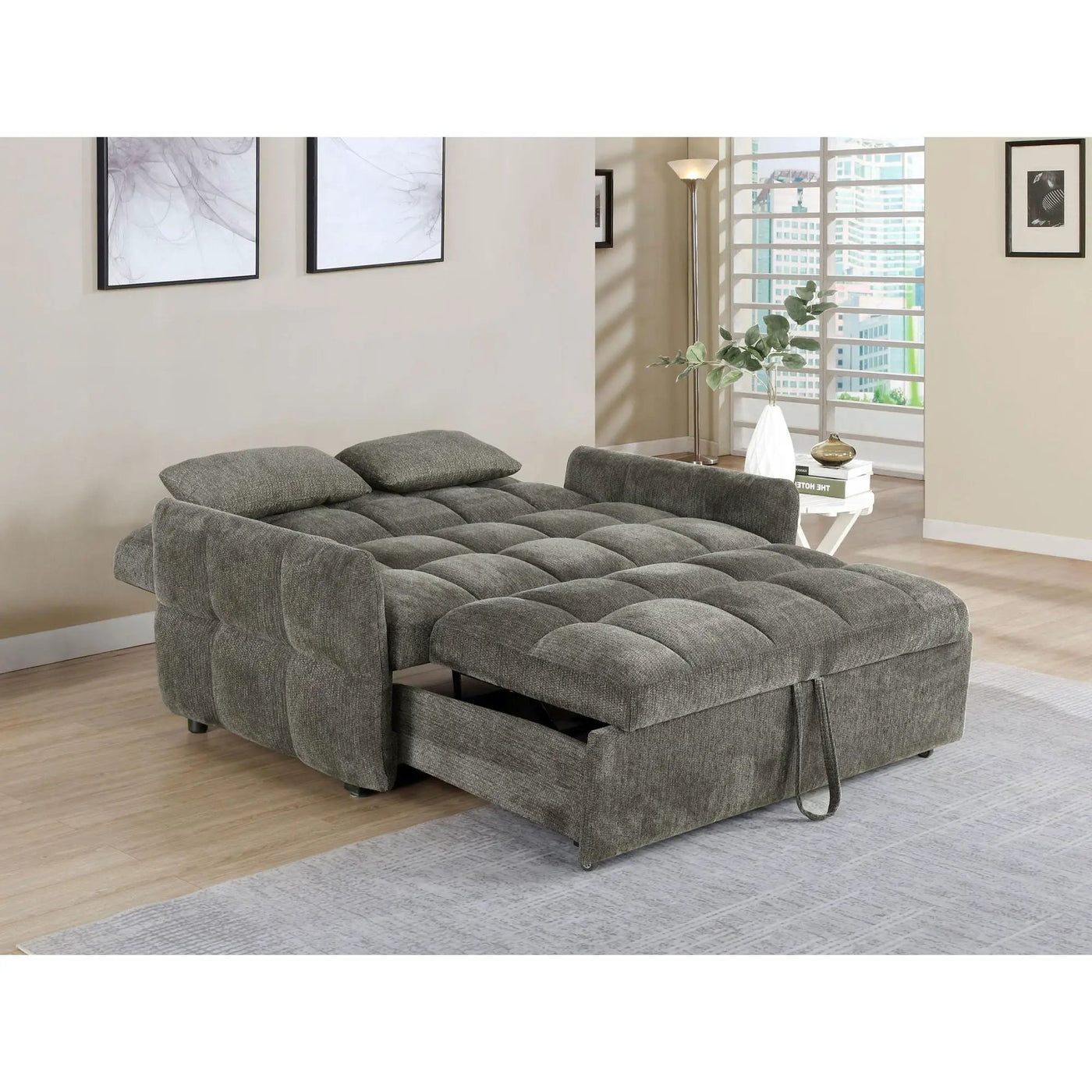 Alvara - Tufted Cushion Pull Out Sleeper Sofa Bed by HouseOfZazla