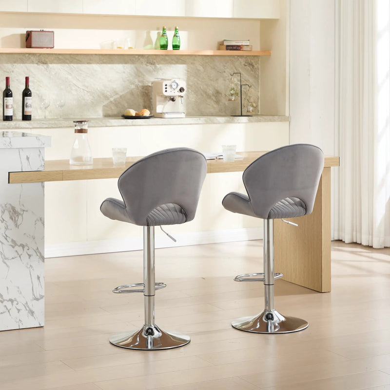 Bar Stools Set of 2 - Adjustable Barstools with Back and Footrest by HouseOfZazla