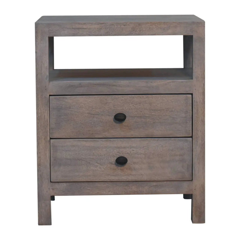 2 Drawer Open Bedside Table - Gray Ash by Unique Piece Furniture