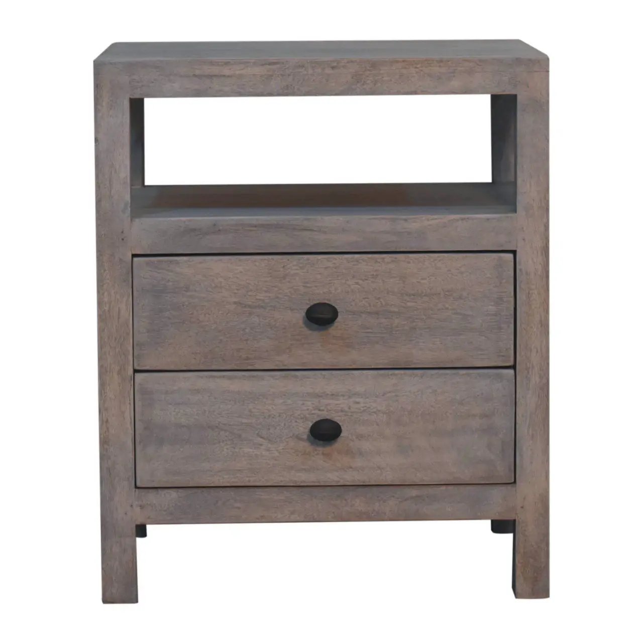 2 Drawer Open Bedside Table - Gray Ash by HouseOfZazla