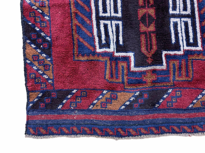 3 X 5 Vintage Handmade Tribal Wool Rug Balouchi Rug Afghan Rug Red Beige Nice by Jewel Rugs
