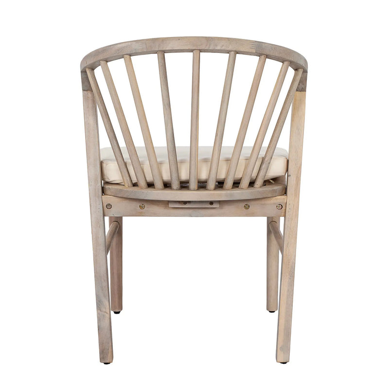 Outdoor Dining Chairs Set of 2 with Acacia Wood and Cream Washable Cushions by HouseOfZazla