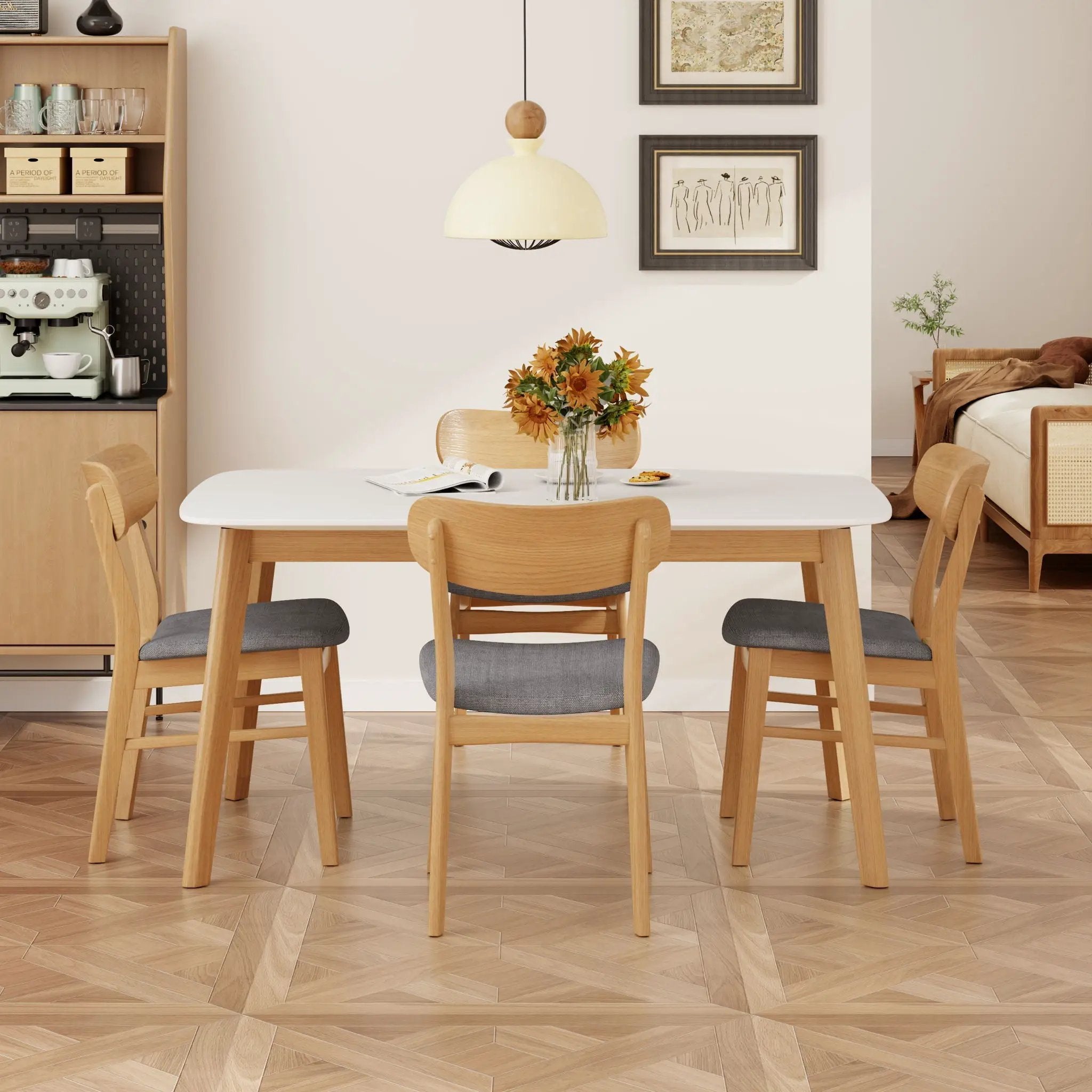 5 Piece Dining Set With Table And Upholstered Chairs by HouseOfZazla