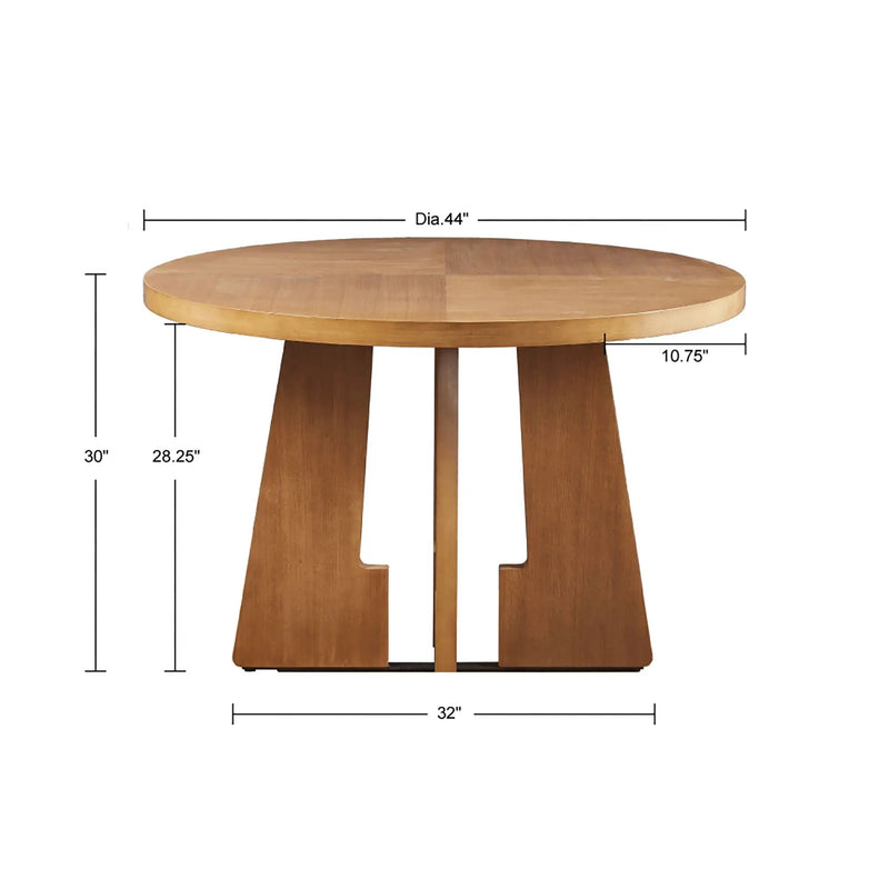 Round Dining Table With Pecan Wood Veneer - Walnut by HouseOfZazla