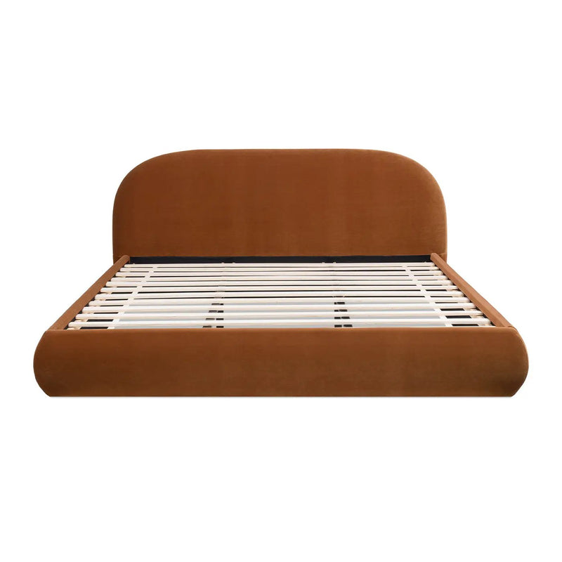 Archie Puffy Grounded Upholstered Platform Bed, King, Burnt by HouseOfZazla