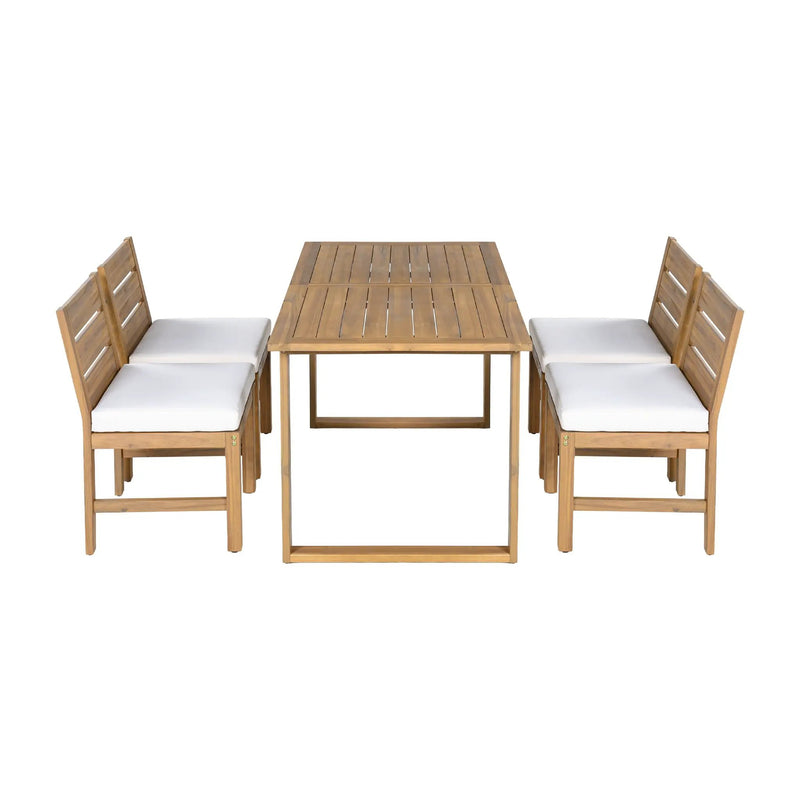U_STYLE Farmhouse 5-Piece Outdoor Patio Dining Set with Adjustable Legs by HouseOfZazla
