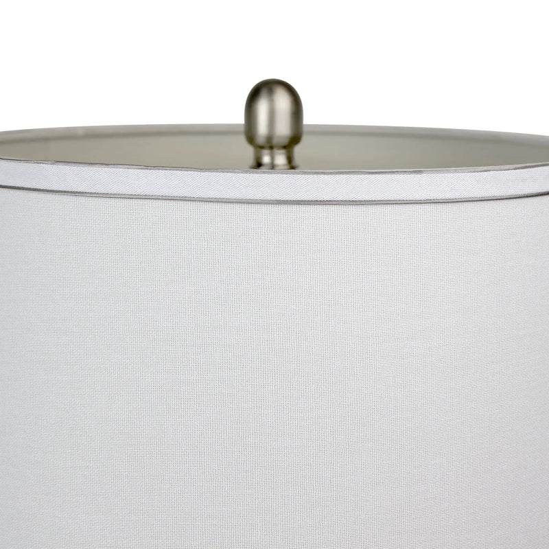 Cairo - Contemporary Table Lamp (Set of 2) - Nickel / White / Silver Trim by HouseOfZazla