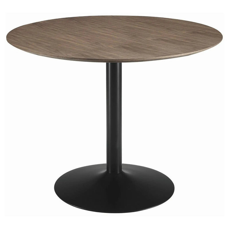 Round Dining Table With Pedestal Base - Warm Walnut by HouseOfZazla