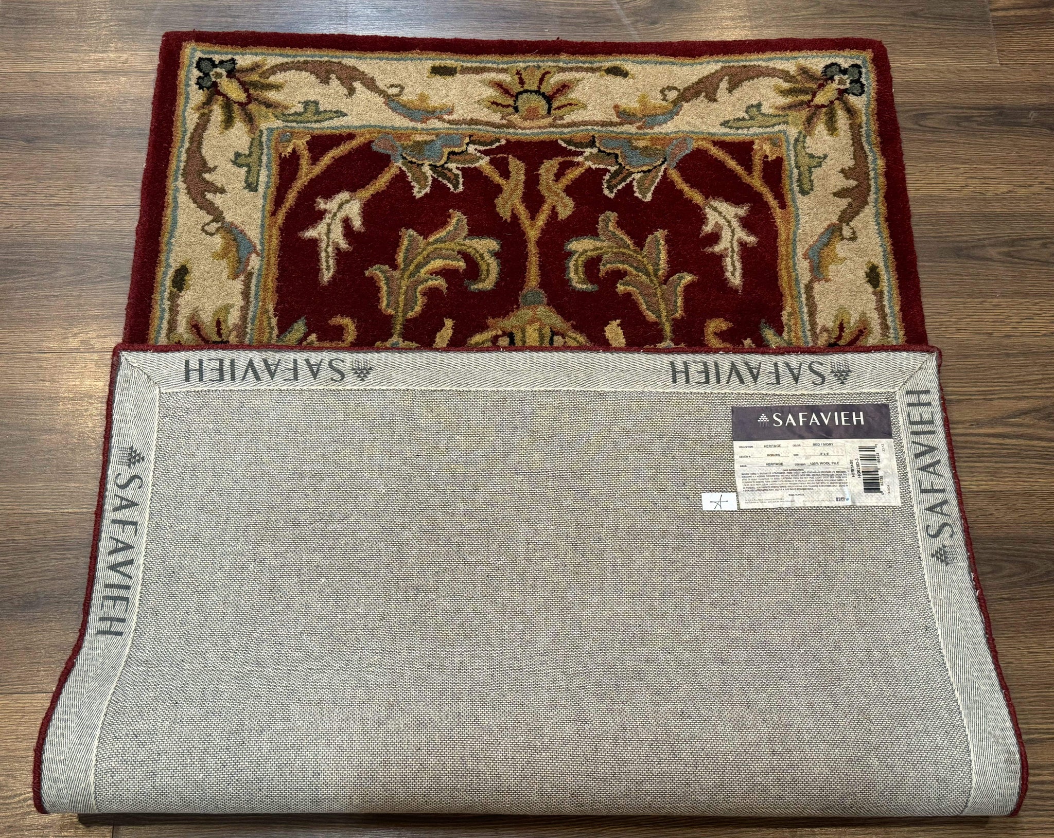 Small Floral Wool Rug 3x5, Safavieh Heritage Collection, Dark Red, Pair B by Jewel Rugs