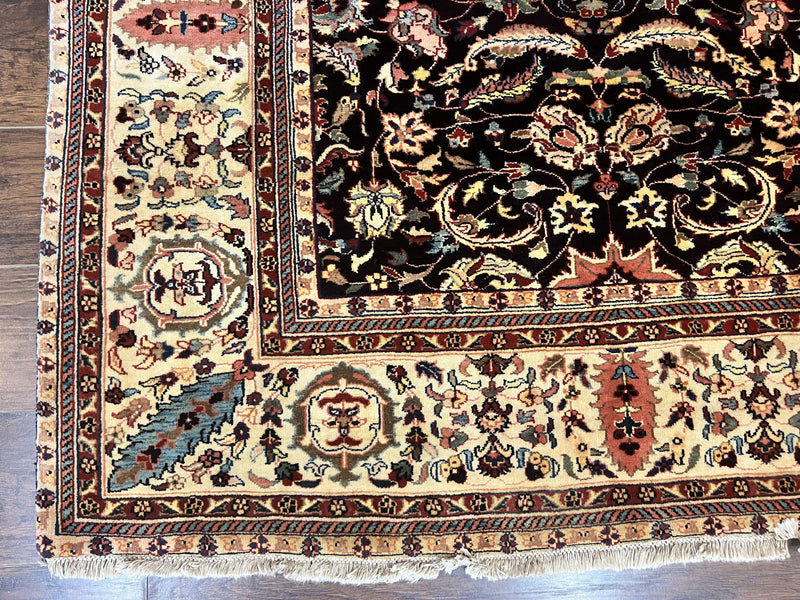 Indo Persian Rug 5x15, Wide Runner Rug 5 x 15 ft, Wool Hand Knotted Vintage Carpet, Black & Cream, Floral Allover Long Oriental Rug by Jewel Rugs