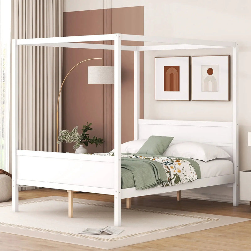 Canopy Platform Bed With Headboard And Footboard, Slat Support Leg by Unique Piece Furniture