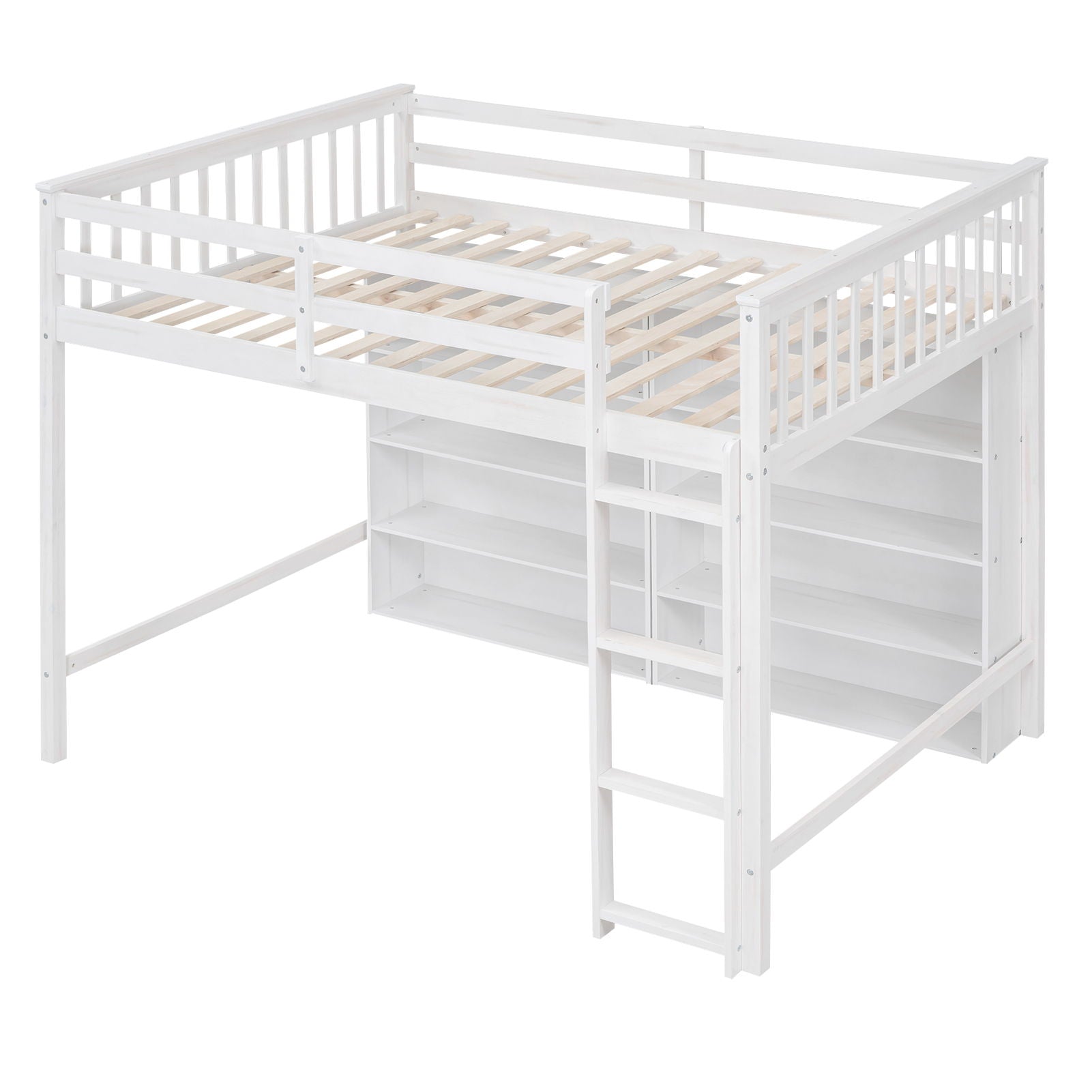 Loft Bed With 8 Open Storage Shelves And Built In Ladder by HouseOfZazla