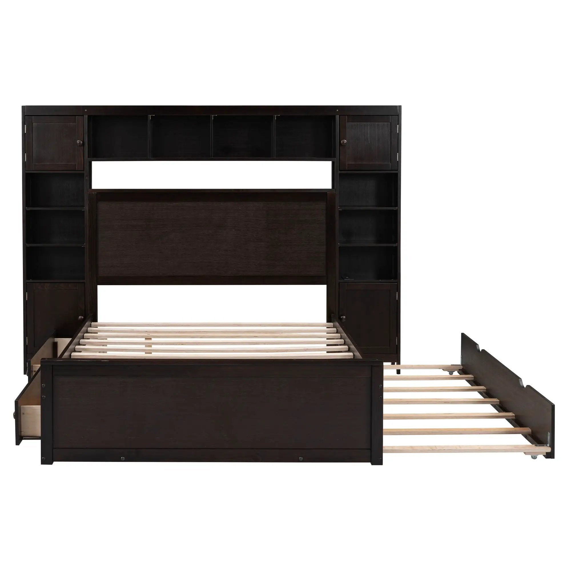 Bed With All In One Cabinet, Shelf And Sockets, Trundle by HouseOfZazla