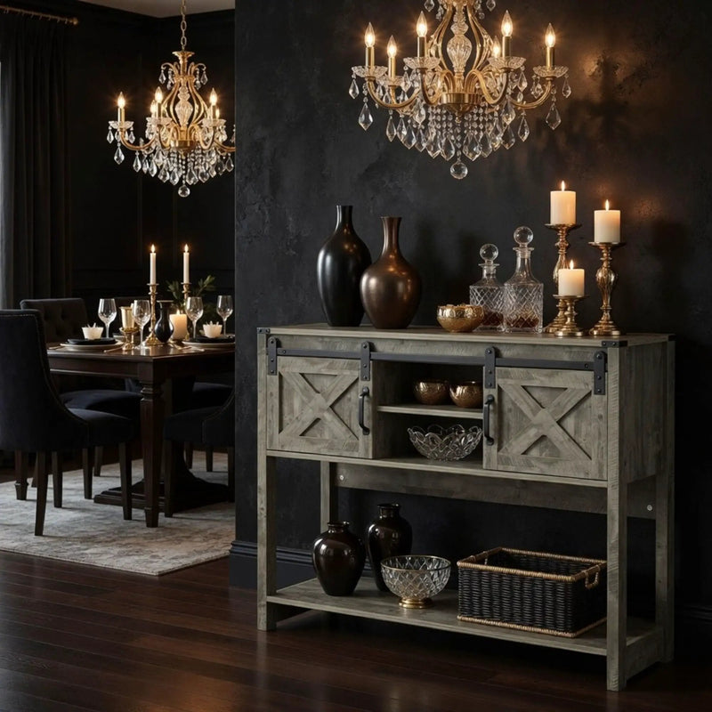 Farmhouse Entryway Table With Sliding Barn Door by HouseOfZazla