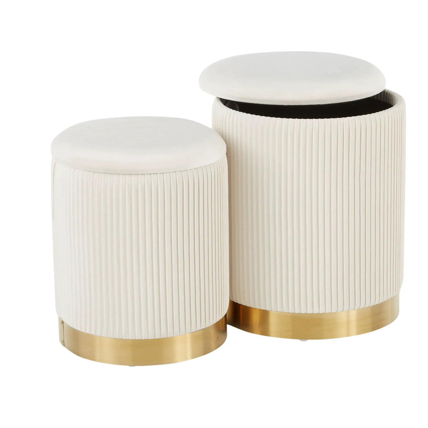 Marla - Contemporary Nesting Pleated Ottoman Set by HouseOfZazla