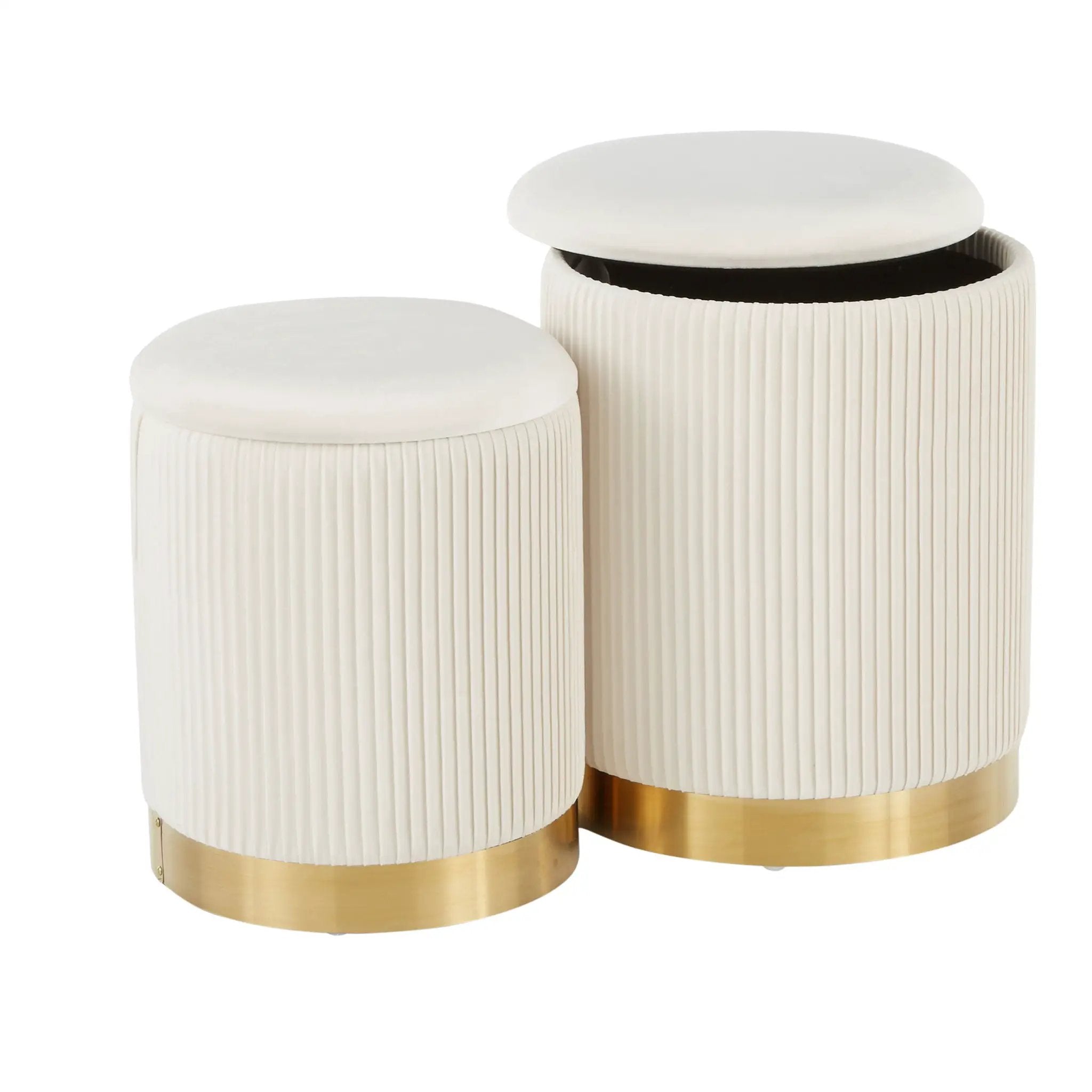 Marla - Contemporary Nesting Pleated Ottoman Set by HouseOfZazla