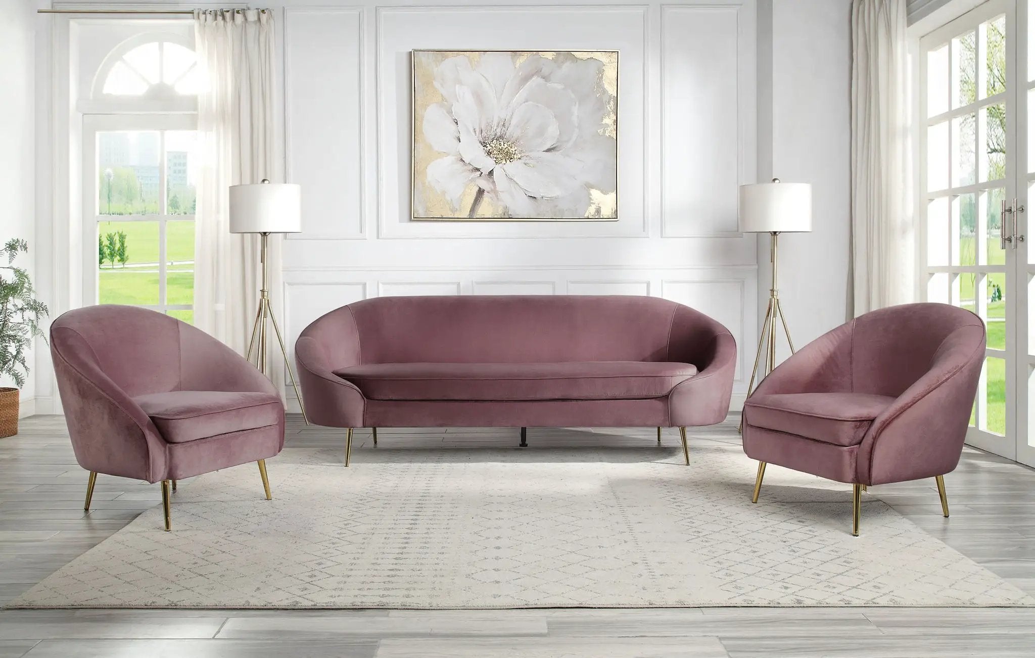 Abey - Chair - Pink Velvet by Unique Piece Furniture
