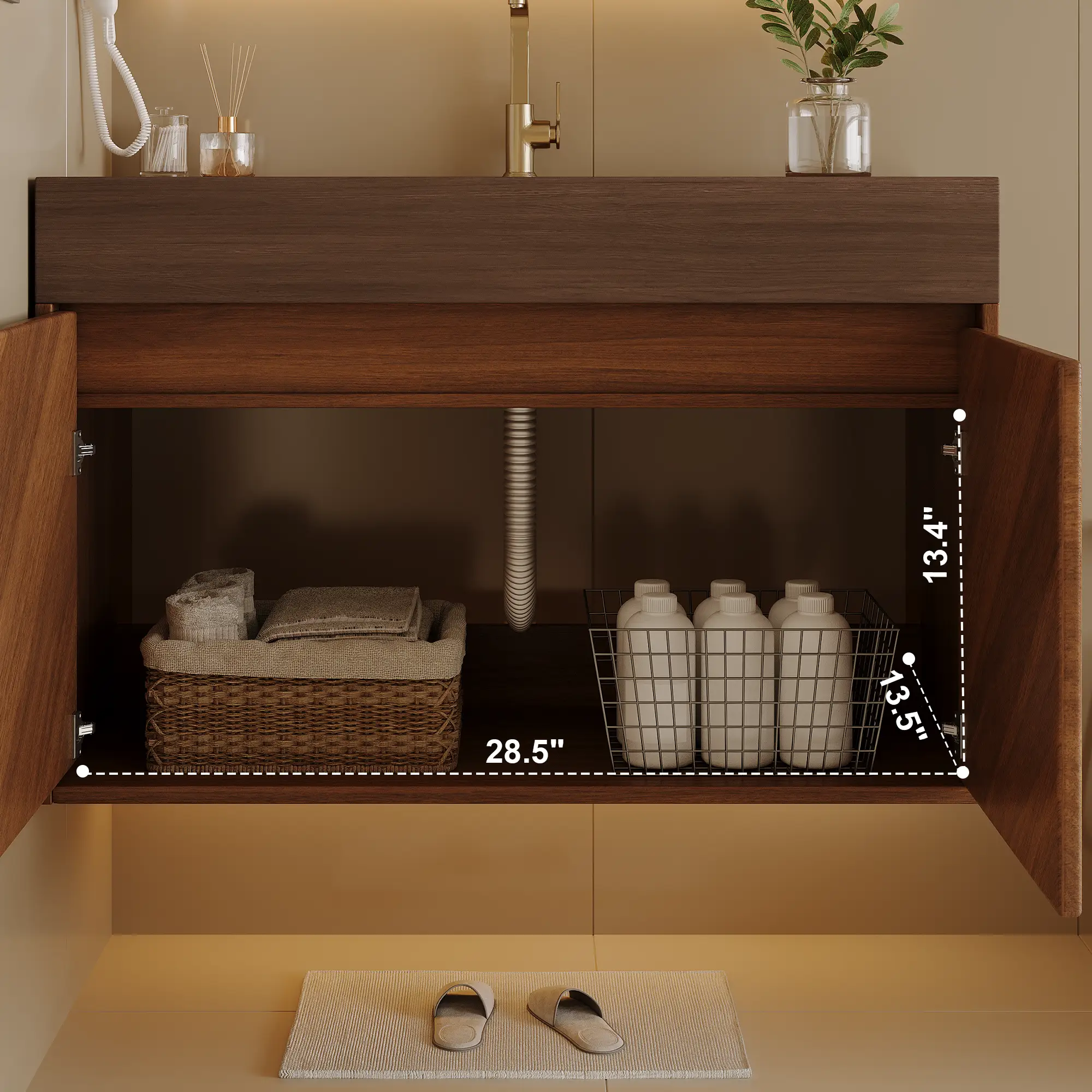 30" Modern Wall-Mounted Bathroom Vanity with Ceramic Sink by HouseOfZazla