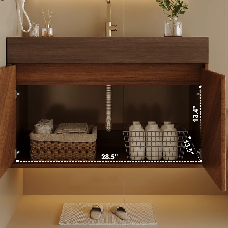 30" Modern Wall-Mounted Bathroom Vanity with Ceramic Sink by HouseOfZazla