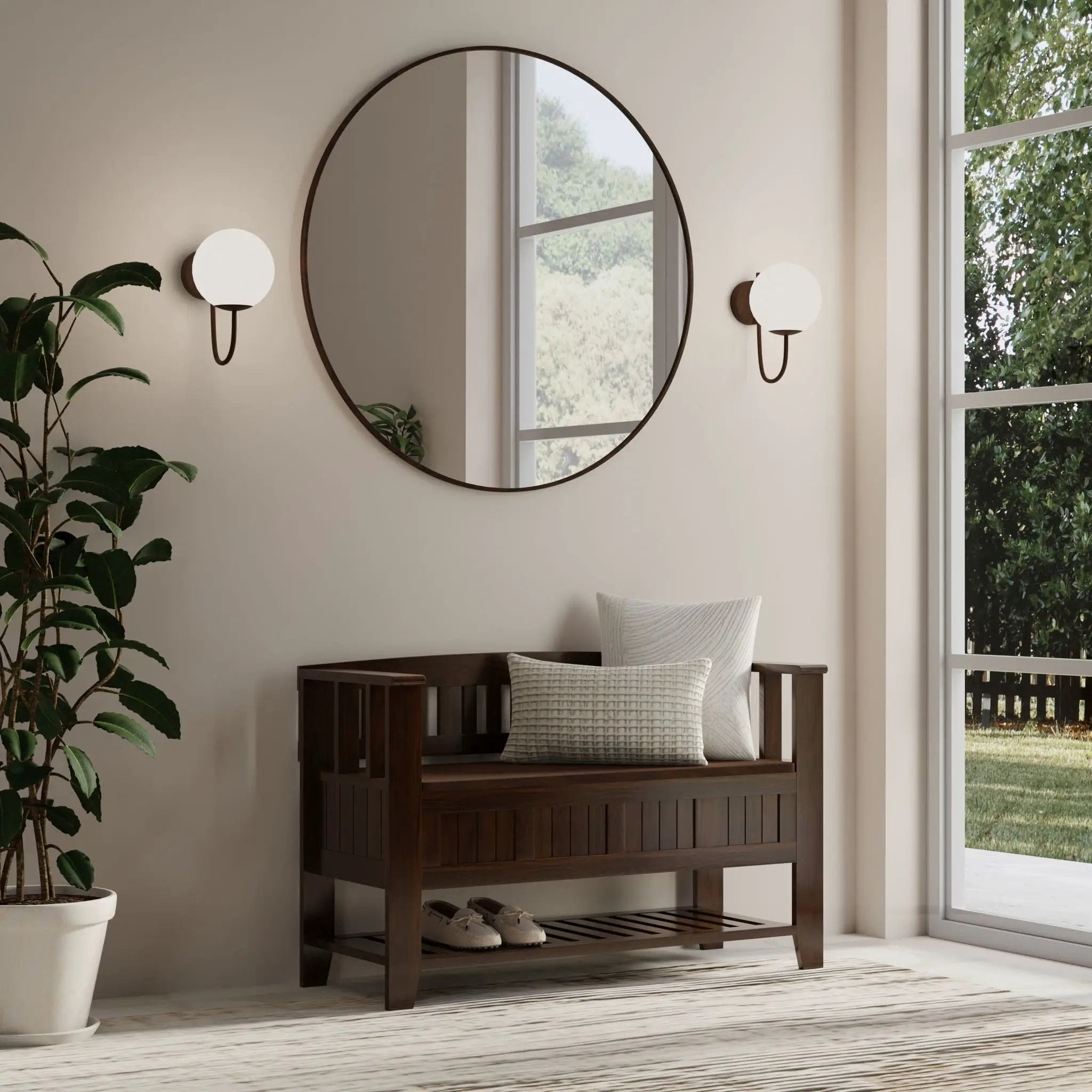 Acadian - Entryway Storage Bench With Shelf - Brown by Unique Piece Furniture