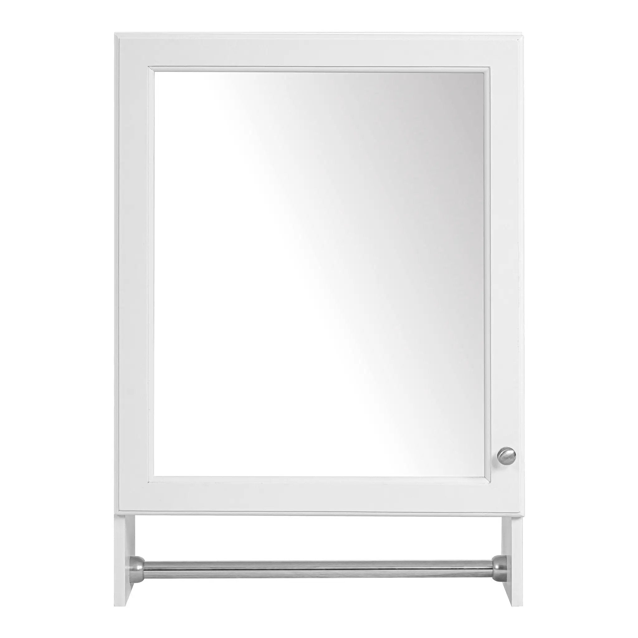 3 In 1 Wall Mounted Bathroom Mirror Cabinet With Adjustable Shelf, Soft Close Door, Mirror & Towel Bar - White by Unique Piece Furniture