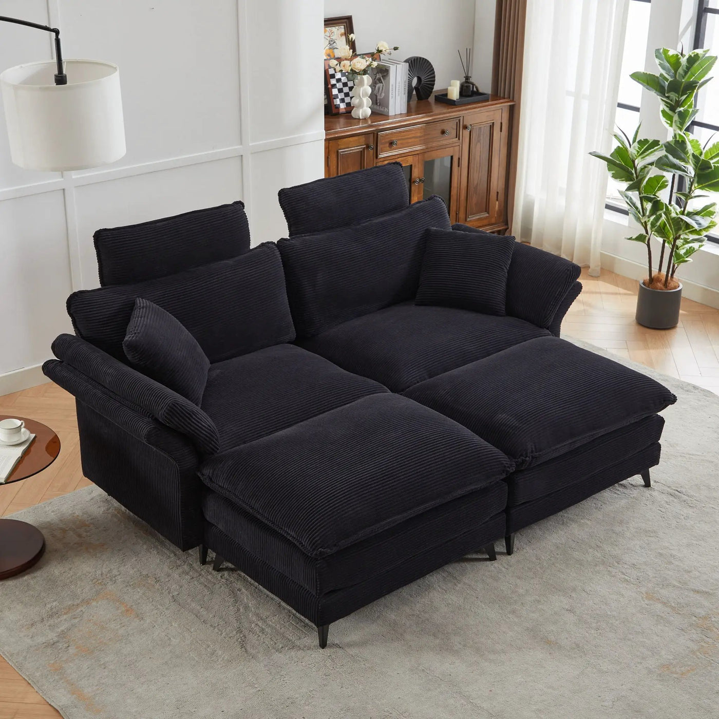 Modern Deep Seat Sectional Sofa With Ottoman by Unique Piece Furniture