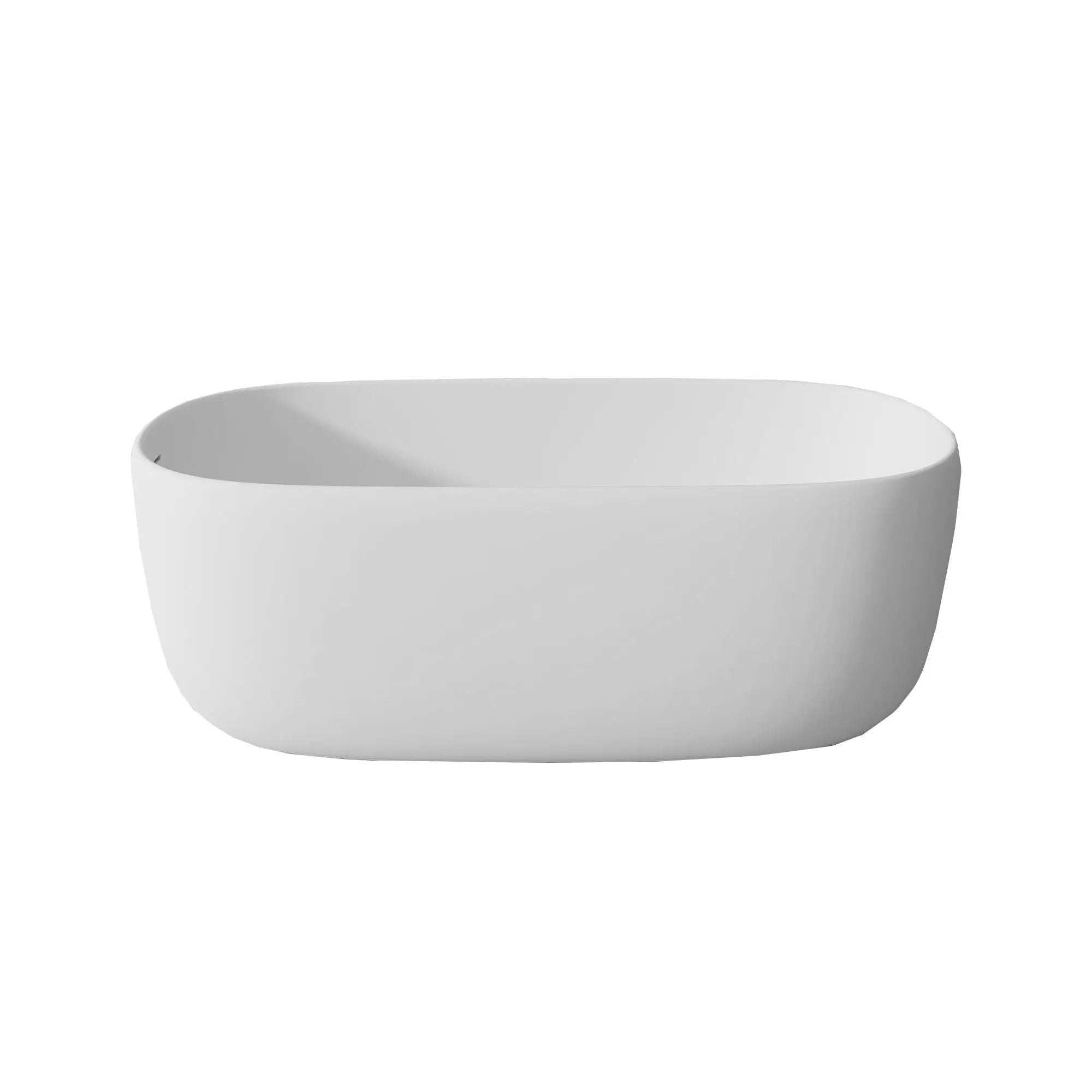 Freestanding Bathtub Resin Stone Soaking Bathtub Solid Surface Modern Tubs With Overflow And Pop-Up Drain - Matte White by HouseOfZazla