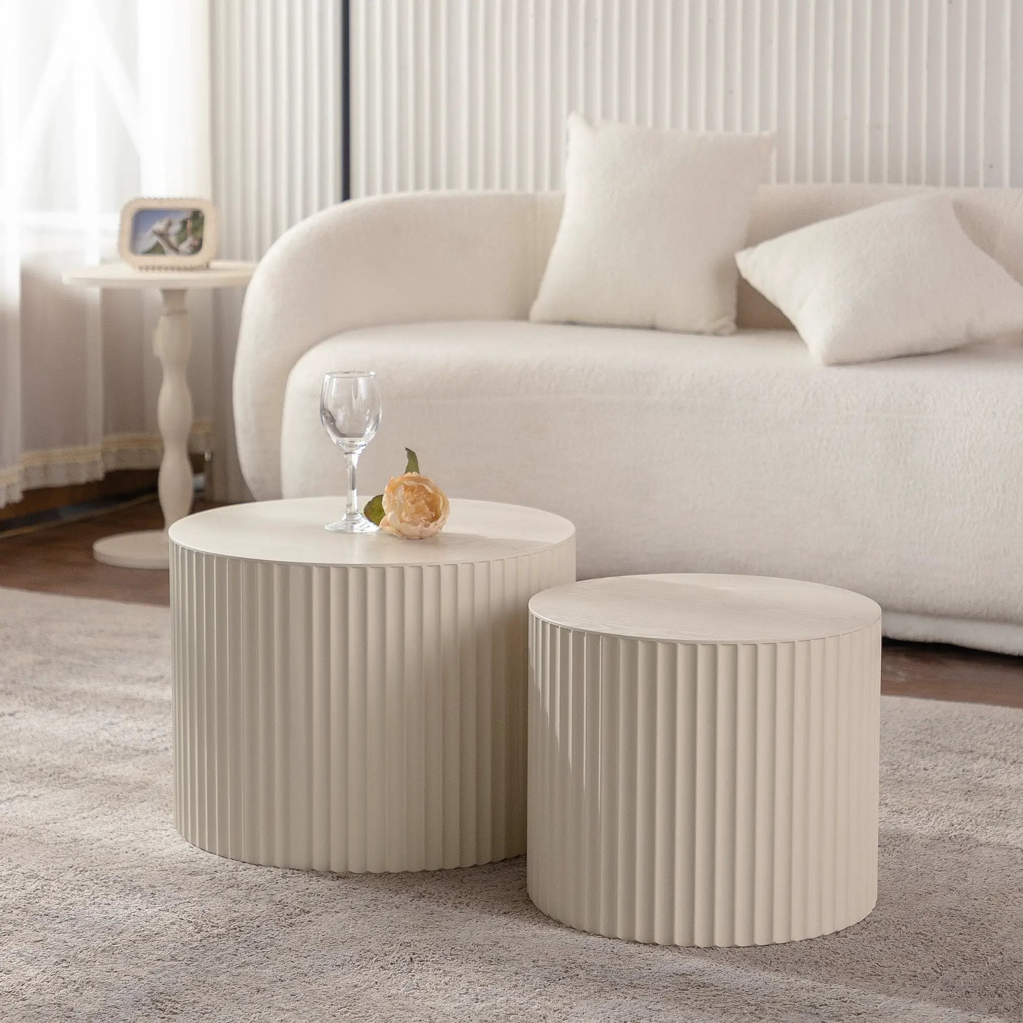 Round Wood Coffee Table for Living Room by HouseOfZazla