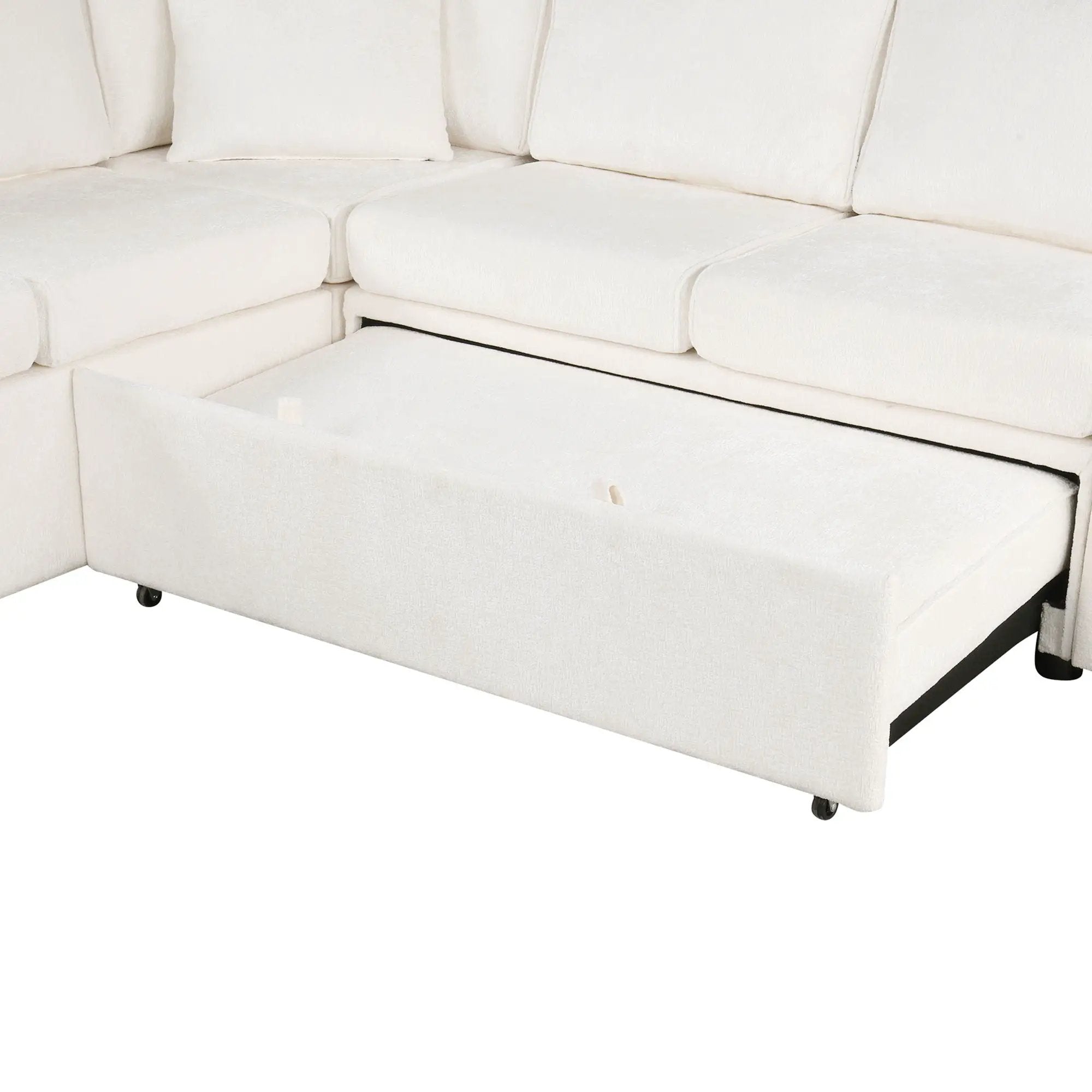 Sectional Sofa Pull-Out Sofa Bed Sleeper With A Storage Ottoman, Three Pillows And Charging Devices For Living Room by HouseOfZazla