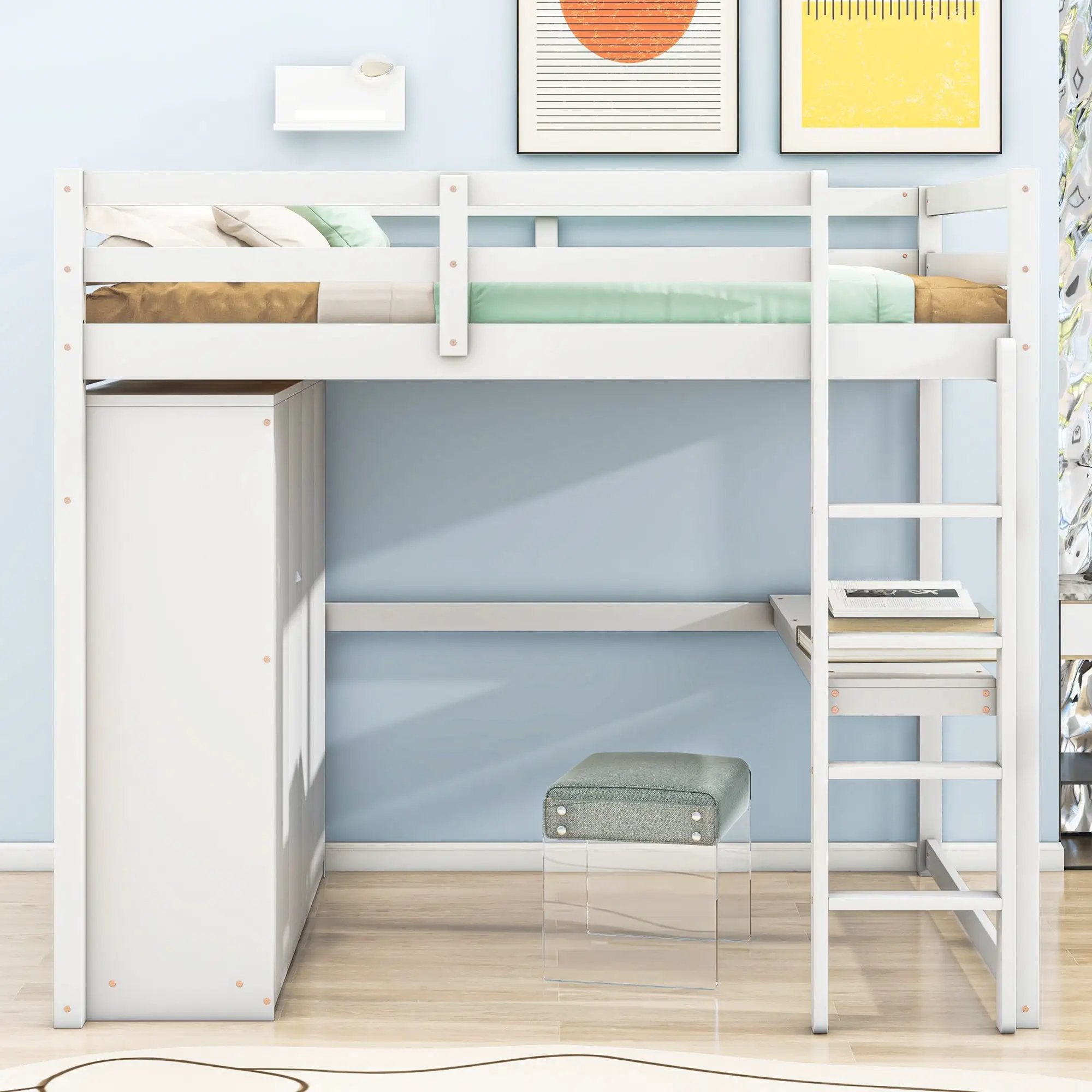 Loft Bed With Built In Wardrobe, Shelves And Drawers by HouseOfZazla